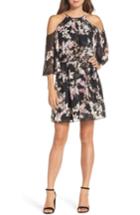 Women's Vince Camuto Print Chiffon Cold Shoulder Dress - Pink