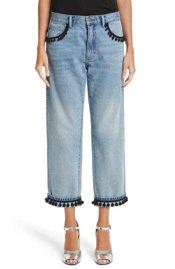 Women's Marc Jacobs Pom Trim Crop Jeans - Blue