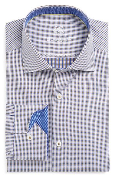 Men's Bugatchi Trim Fit Check Dress Shirt - Brown
