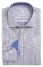 Men's Bugatchi Trim Fit Check Dress Shirt - Brown