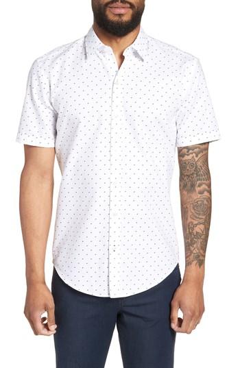Men's Boss Hugo Boss Extra Trim Fit Dobby Sport Shirt - White