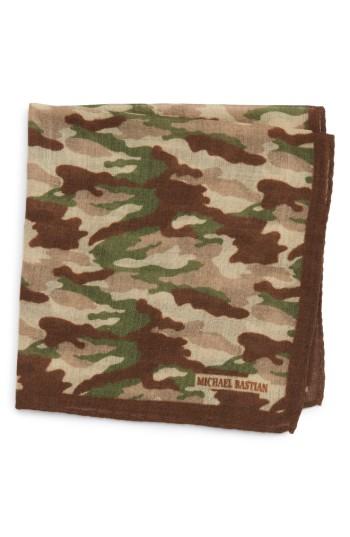 Men's Michael Bastian Camo Pocket Square, Size - Brown
