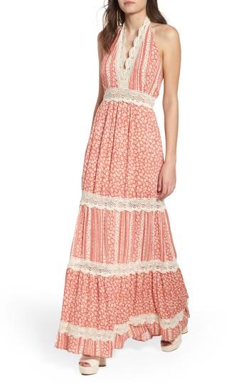 Women's Lost + Wander Sun's Out Halter Maxi Dress - Coral