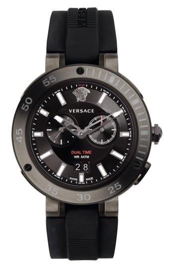 Men's Versace V-extreme Pro Silicone Strap Watch, 46mm