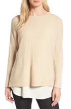 Women's Eileen Fisher Ribbed Cashmere Sweater, Size - Beige