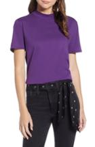 Women's Something Navy Mock Neck Cotton Tee, Size - Purple