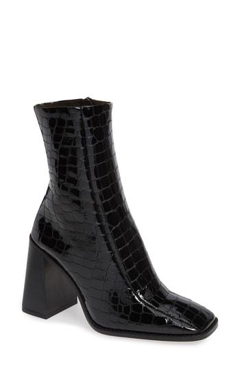 Women's Topshop Hurricane Croc Embossed Bootie .5us / 36eu M - Black