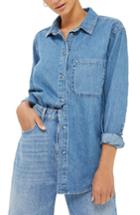 Women's Topshop Drake Oversize Denim Shirt Us (fits Like 0-2) - Blue