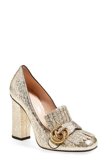 Women's Gucci Gg Marmont Pump Us / 37eu - Metallic