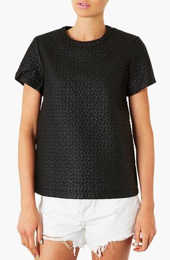 Topshop 'aero' Quilted Faux Leather Tee