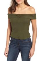 Women's Mimi Chica Rib Knit Off The Shoulder Top - Green