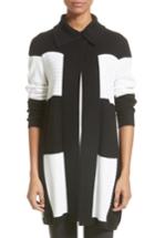 Women's St. John Collection Intarsia Colorblock Cardigan, Size - Black