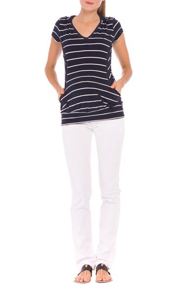 Women's Olian 'krystal' Stripe Maternity/nursing Hoodie Top