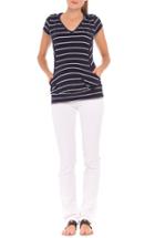 Women's Olian 'krystal' Stripe Maternity/nursing Hoodie Top