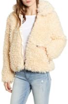 Women's Obey Shay Faux Fur Bomber Jacket - Ivory