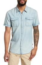 Men's John Varvatos Star Usa Slim Fit Short Sleeve Sport Shirt, Size - Blue
