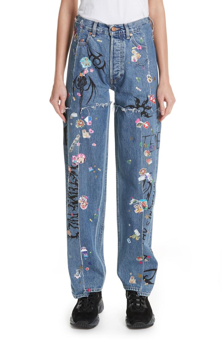 Women's Vetements Ribal Sticker Straight Leg Jeans