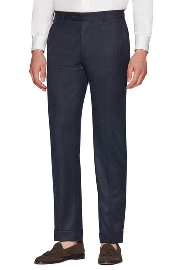 Men's Zanella Parker Flat Front Wool Flannel Trousers - Blue