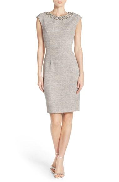 Women's Eliza J Embellished Sparkle Knit Sheath Dress