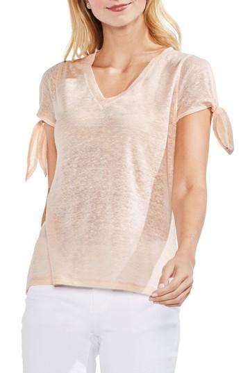 Women's Vince Camuto Tie Sleeve Linen Tee - Pink