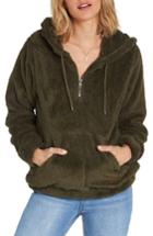 Women's Billabong Cozy For Keeps Fleece Zip Hoodie - Green