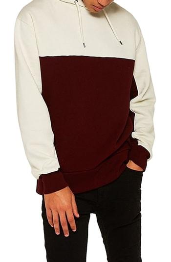 Men's Topman Colorblock Hoodie - Purple