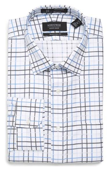 Men's Nordstrom Men's Shop Smartcare(tm) Traditional Fit Check Dress Shirt .5 35 - Blue