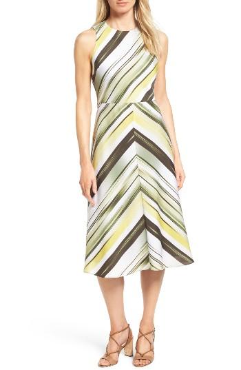 Women's Classiques Entier Ikat Stripe A-line Stretch Silk Dress