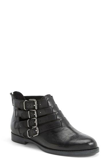 Women's Bella Vita 'ronan' Buckle Leather Bootie .5 W - Black (online Only)