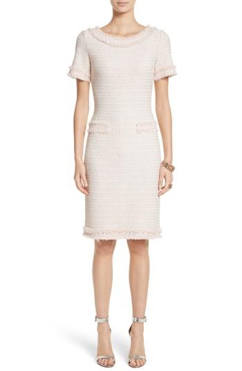 Women's St. John Collection Lais Metallic Tweed Sheath Dress - Coral