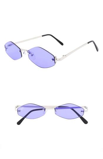 Women's Nem Lush Retro 55mm Rimless Geometric Sunglasses - Deep Purple/ Silver