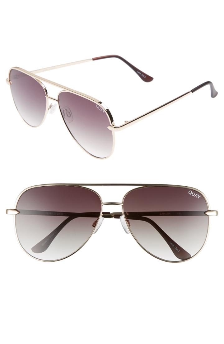 Women's Quay Australia X Desi Perkins Sahara 60mm Aviator Sunglasses - Gold/ Smoke