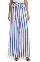 Women's Milly Stripe Washed Linen Blend Pants - White
