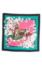 Women's Dolce & Gabbana Floral Cat Print Silk Scarf, Size - Pink