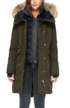 Women's Soia & Kyo Genuine Coyote Fur Hooded Down Parka, Size - Green
