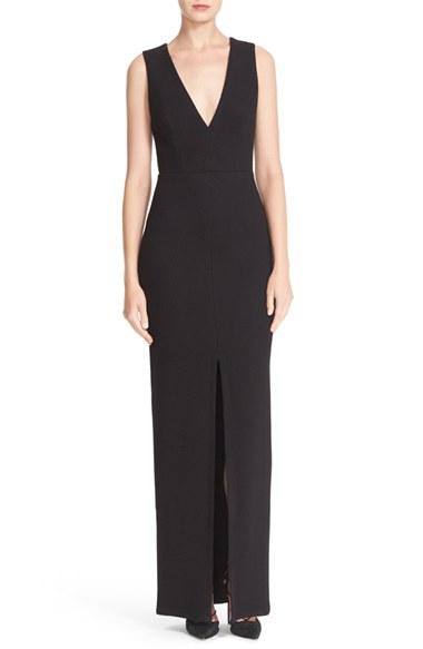 Women's Alice + Olivia Slit Front V-neck Maxi Dress
