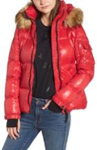 Women's S13/nyc Kylie Faux Fur Trim Gloss Puffer Jacket - Red