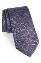 Men's Ermenegildo Zegna Leaf Silk Tie, Size - Purple