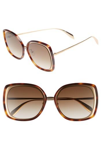 Women's Alexander Mcqueen 57mm Square Sunglasses - Gold