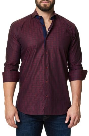 Men's Maceoo Trim Fit Print Sport Shirt (s) - Burgundy