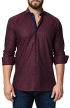 Men's Maceoo Trim Fit Print Sport Shirt (s) - Burgundy