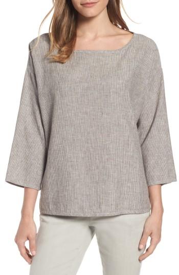 Women's Eileen Fisher Stripe Hemp & Organic Cotton Boxy Top