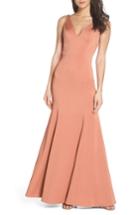 Women's Jenny Yoo Jade Luxe Crepe V-neck Gown (similar To 14w) - Pink