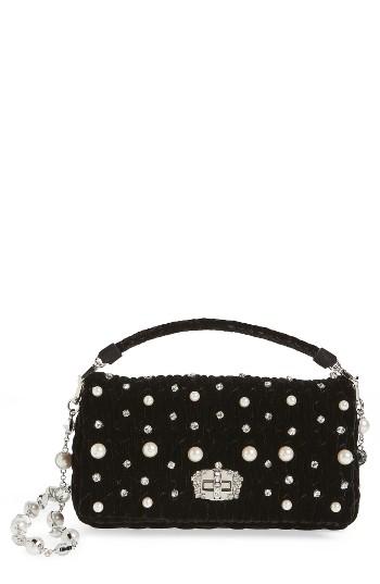 Miu Miu Velluto Crystal Embellished Crossbody Clutch - Black