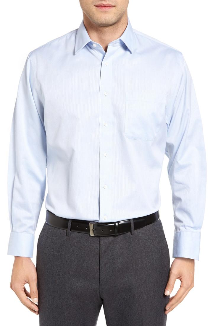 Men's Nordstrom Men's Shop Smartcare(tm) Traditional Fit Stripe Dress Shirt .5 - 33 - Blue