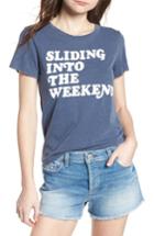 Women's Junk Food Sliding Into The Weekend Tee, Size - Blue