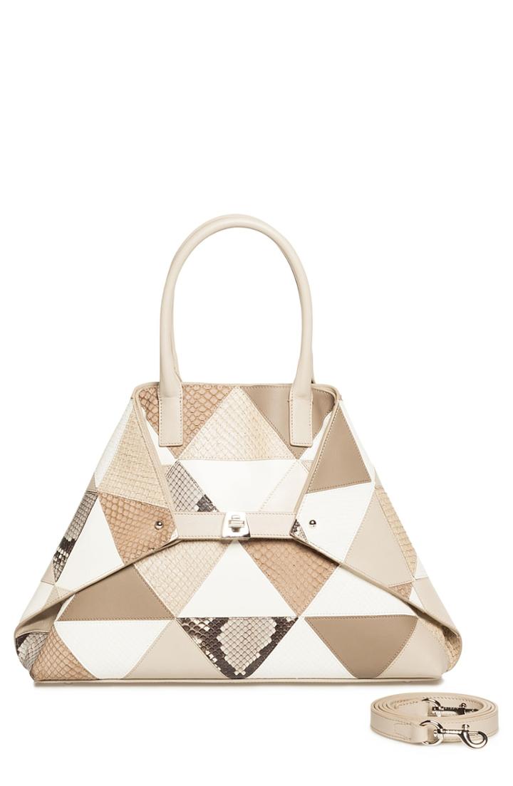 Akris Small Ai Leather & Genuine Python Tote -
