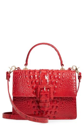 Brahmin Mini Francine Croc Embossed Leather Satchel -