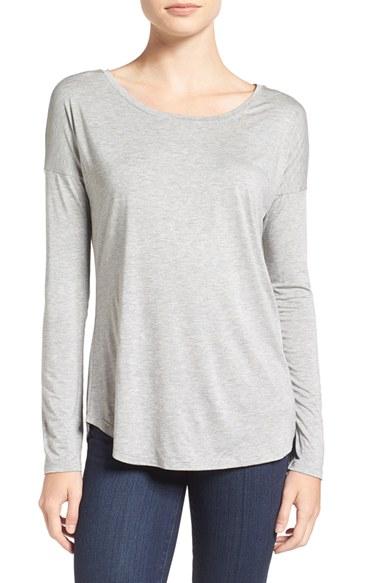 Women's Paige 'bess' Stretch Jersey Boatneck Tee - Grey