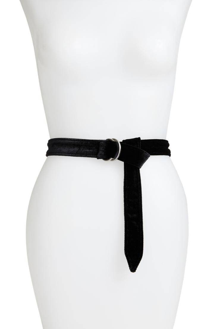 Women's Something Navy Velvet D-ring Belt - Black
